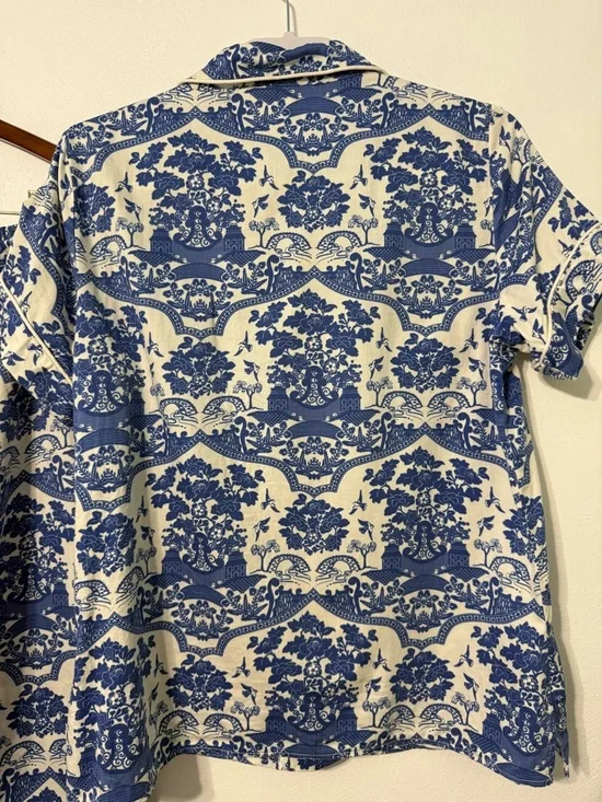 BedHead Made in Glamorous Los Angeles Blue & Cream Floral Toile Pajama Set FLAW - Picture 5 of 14